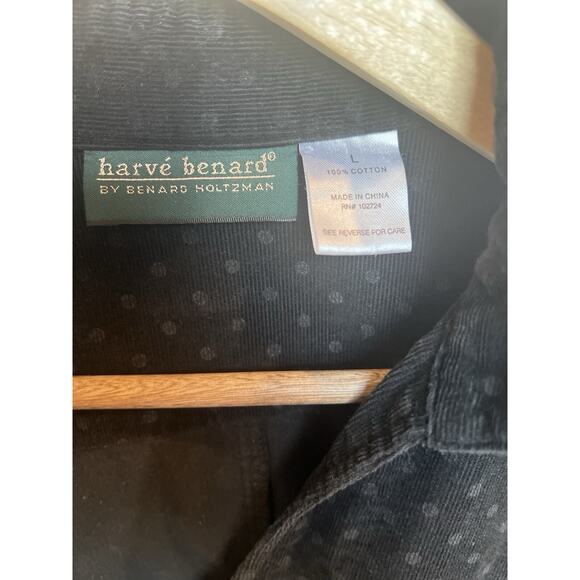 Harve' Benard Womens Snap Down Corduroy Shirt Size M Grunge Casual Preppy Black - Picture 9 of 15